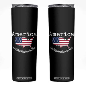 Funny America God Shed His Grace On Thee 4th of July Skinny Tumbler TS11 Black Print Your Wear