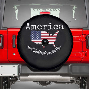 Funny America God Shed His Grace On Thee 4th of July Spare Tire Cover TS11 Black Print Your Wear