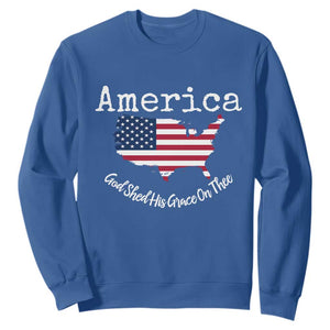 Funny America God Shed His Grace On Thee 4th of July Sweatshirt TS11 Royal Blue Print Your Wear