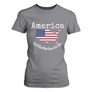Funny America God Shed His Grace On Thee 4th of July T Shirt For Women TS11 Charcoal Print Your Wear