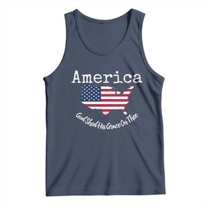 Funny America God Shed His Grace On Thee 4th of July Tank Top TS11 Navy Print Your Wear