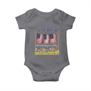 Funny America God Shed His Grace On Thee Baby Onesie 4th Of July Christian American Flag TS11 Charcoal Print Your Wear
