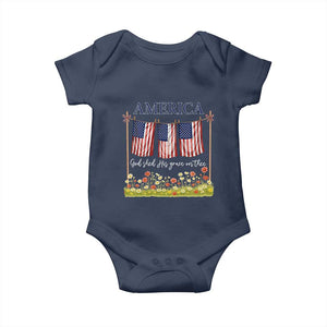 Funny America God Shed His Grace On Thee Baby Onesie 4th Of July Christian American Flag TS11 Navy Print Your Wear