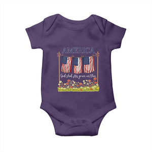 Funny America God Shed His Grace On Thee Baby Onesie 4th Of July Christian American Flag TS11 Purple Print Your Wear