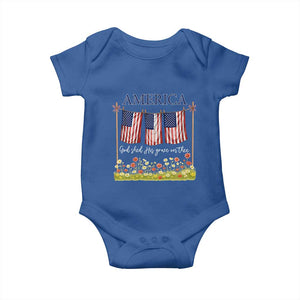 Funny America God Shed His Grace On Thee Baby Onesie 4th Of July Christian American Flag TS11 Royal Blue Print Your Wear