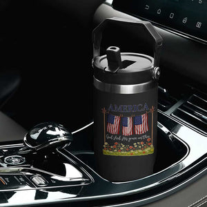 Funny America God Shed His Grace On Thee Flip Straw Tumbler 4th Of July Christian American Flag TS11 Print Your Wear