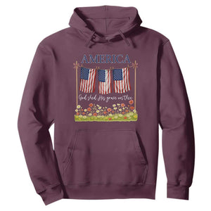 Funny America God Shed His Grace On Thee Hoodie 4th Of July Christian American Flag TS11 Maroon Print Your Wear