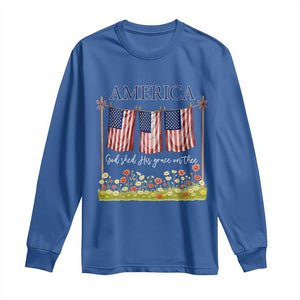 Funny America God Shed His Grace On Thee Long Sleeve Shirt 4th Of July Christian American Flag TS11 Royal Blue Print Your Wear