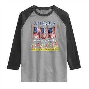 Funny America God Shed His Grace On Thee Raglan Shirt 4th Of July Christian American Flag TS11 Sport Gray Black Print Your Wear