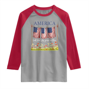 Funny America God Shed His Grace On Thee Raglan Shirt 4th Of July Christian American Flag TS11 Sport Gray Red Print Your Wear