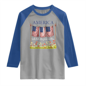 Funny America God Shed His Grace On Thee Raglan Shirt 4th Of July Christian American Flag TS11 Sport Gray Royal Print Your Wear