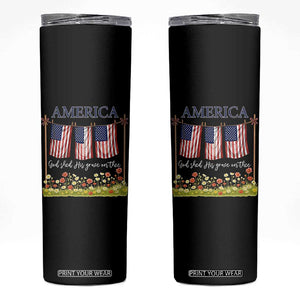 Funny America God Shed His Grace On Thee Skinny Tumbler 4th Of July Christian American Flag TS11 Black Print Your Wear