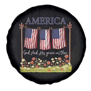 Funny America God Shed His Grace On Thee Spare Tire Cover 4th Of July Christian American Flag TS11 Print Your Wear