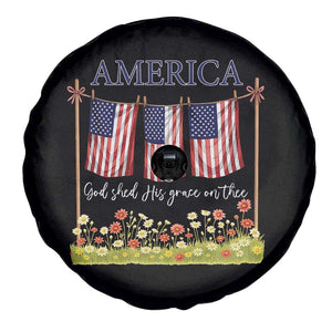 Funny America God Shed His Grace On Thee Spare Tire Cover 4th Of July Christian American Flag TS11 Print Your Wear