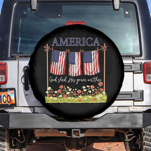 Funny America God Shed His Grace On Thee Spare Tire Cover 4th Of July Christian American Flag TS11 No hole Black Print Your Wear