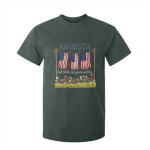 Funny America God Shed His Grace On Thee T Shirt For Kid 4th Of July Christian American Flag TS11 Dark Forest Green Print Your Wear