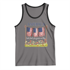 Funny America God Shed His Grace On Thee Tank Top 4th Of July Christian American Flag TS11 Deep Heather Black Print Your Wear