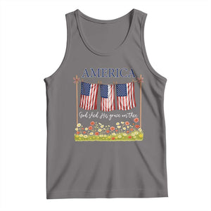 Funny America God Shed His Grace On Thee Tank Top 4th Of July Christian American Flag TS11 Deep Heather Print Your Wear