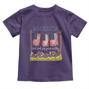 Funny America God Shed His Grace On Thee Toddler T Shirt 4th Of July Christian American Flag TS11 Purple Print Your Wear