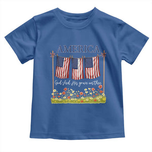 Funny America God Shed His Grace On Thee Toddler T Shirt 4th Of July Christian American Flag TS11 Royal Blue Print Your Wear
