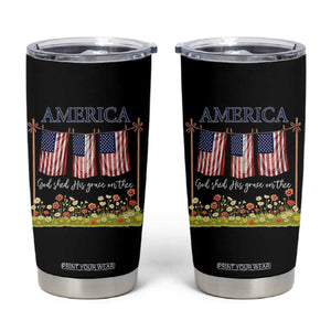 Funny America God Shed His Grace On Thee Tumbler Cup 4th Of July Christian American Flag TS11 Black Print Your Wear