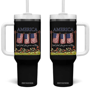 Funny America God Shed His Grace On Thee Tumbler With Handle 4th Of July Christian American Flag TS11 One Size: 40 oz Black Print Your Wear