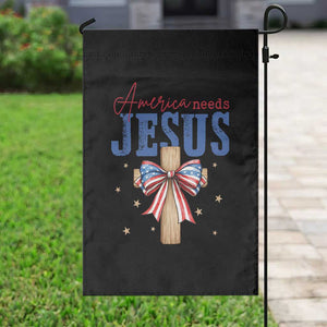 Funny America Needs Jesus Garden Flag 4th Of July Patriotic Christian Coquette Bow TS11 Print Your Wear
