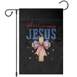Funny America Needs Jesus Garden Flag 4th Of July Patriotic Christian Coquette Bow TS11 Black Print Your Wear