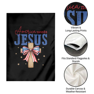 Funny America Needs Jesus Garden Flag 4th Of July Patriotic Christian Coquette Bow TS11 Print Your Wear