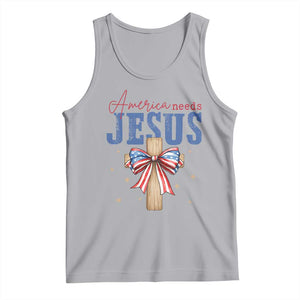 Funny America Needs Jesus Tank Top 4th Of July Patriotic Christian Coquette Bow TS11 Athletic Heather Print Your Wear