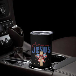 Funny America Needs Jesus Tumbler Cup 4th Of July Patriotic Christian Coquette Bow TS11 Print Your Wear