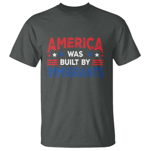 Funny America Was Built By Immigrants T Shirt Stars Stripes TS11 Dark Heather Print Your Wear
