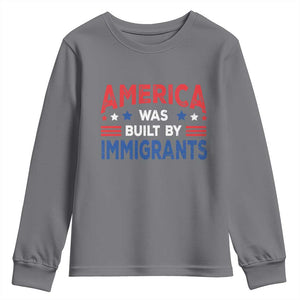 Funny America Was Built By Immigrants Youth Sweatshirt Stars Stripes TS11 Charcoal Print Your Wear