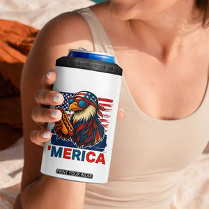 Funny American Eagle Eating Hot Dog 4 in 1 Can Cooler Tumbler 4th Of July Party Patriotic USA Flag TS02 Print Your Wear