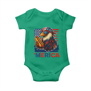 Funny American Eagle Eating Hot Dog Baby Onesie 4th Of July Party Patriotic USA Flag TS02 Irish Green Print Your Wear