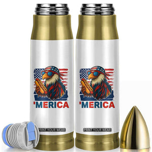 Funny American Eagle Eating Hot Dog Bullet Tumbler 4th Of July Party Patriotic USA Flag TS02 White Print Your Wear