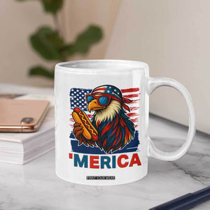 Funny American Eagle Eating Hot Dog Coffee Mug 4th Of July Party Patriotic USA Flag TS02 Print Your Wear