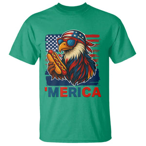 Funny American Eagle Eating Hot Dog T Shirt 4th Of July Party Patriotic USA Flag TS02 Irish Green Print Your Wear
