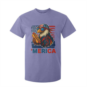 Funny American Eagle Eating Hot Dog T Shirt For Kid 4th Of July Party Patriotic USA Flag TS02 Violet Print Your Wear
