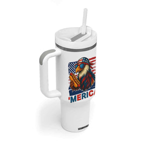 Funny American Eagle Eating Hot Dog Tumbler With Handle 4th Of July Party Patriotic USA Flag TS02 Print Your Wear