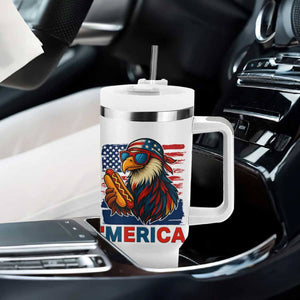Funny American Eagle Eating Hot Dog Tumbler With Handle 4th Of July Party Patriotic USA Flag TS02 Print Your Wear