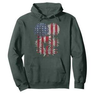Funny American Fireworks Patriotic July 4th US Flag Hoodie TS11 Dark Forest Green Print Your Wear