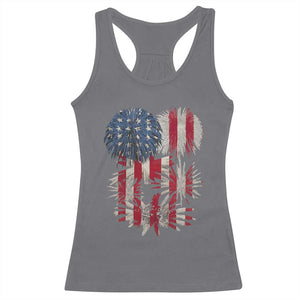 Funny American Fireworks Patriotic July 4th US Flag Racerback Tank Top TS11 Charcoal Print Your Wear