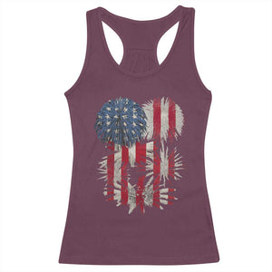 Funny American Fireworks Patriotic July 4th US Flag Racerback Tank Top TS11 Maroon Print Your Wear