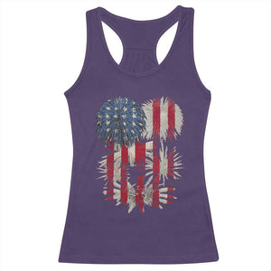 Funny American Fireworks Patriotic July 4th US Flag Racerback Tank Top TS11 Purple Print Your Wear