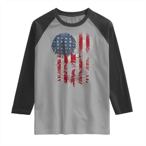 Funny American Fireworks Patriotic July 4th US Flag Raglan Shirt TS11 Sport Gray Black Print Your Wear