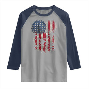 Funny American Fireworks Patriotic July 4th US Flag Raglan Shirt TS11 Sport Gray Navy Print Your Wear