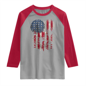 Funny American Fireworks Patriotic July 4th US Flag Raglan Shirt TS11 Sport Gray Red Print Your Wear