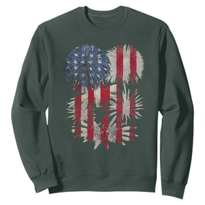 Funny American Fireworks Patriotic July 4th US Flag Sweatshirt TS11 Dark Forest Green Print Your Wear