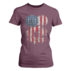 Funny American Fireworks Patriotic July 4th US Flag T Shirt For Women TS11 Maroon Print Your Wear